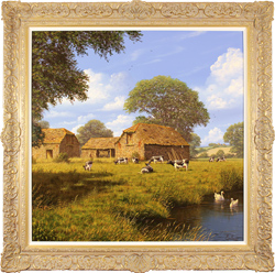 Edward Hersey, Original oil painting on canvas, Summer Farm Medium image. Click to enlarge