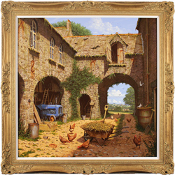 Edward Hersey, Original oil painting on canvas, The Farmyard and Beyond, North Yorkshire Medium image. Click to enlarge