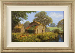 Edward Hersey, Original oil painting on canvas, Waterside Farm Medium image. Click to enlarge