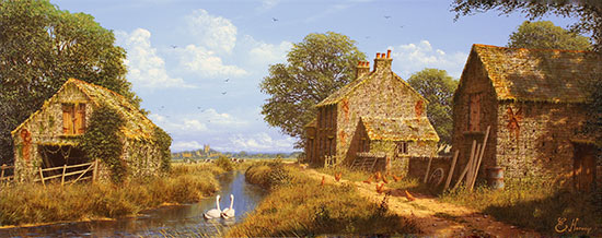 Edward Hersey, Original oil painting on panel, The Long Way Home, Yorkshire Dales No frame image. Click to enlarge