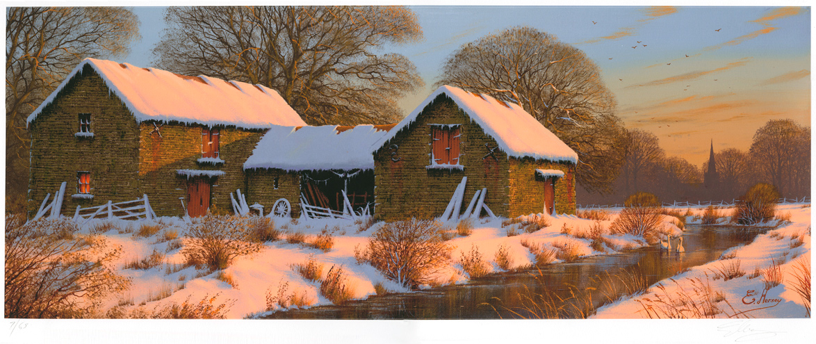 Edward Hersey, Signed limited edition print, The Warmth of Winter, Yorkshire Dales