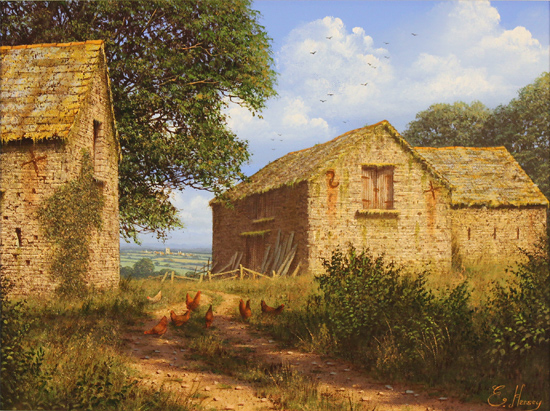 Edward Hersey, Original oil painting on canvas, Yorkshire Farm