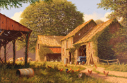 Edward Hersey, Original oil painting on canvas, Farmyard Bustle, North Yorkshire Medium image. Click to enlarge