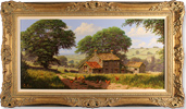 Edward Hersey, Original oil painting on canvas, Cotswolds Farm  Medium image. Click to enlarge