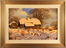 Edward Hersey, Original oil painting on canvas, Cotswolds Farm in Snow Medium image. Click to enlarge