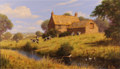 Edward Hersey, Original oil painting on canvas, Cotswolds Barn Medium image. Click to enlarge