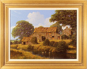 Edward Hersey, Original oil painting on canvas, Cotswolds Farmhouse and River Medium image. Click to enlarge
