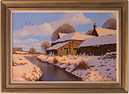 Edward Hersey, Original oil painting on canvas, Farm in Snow Medium image. Click to enlarge