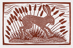 Gerard Hobson, Original linocut print, Autumn Hare