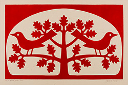 Gerard Hobson, Original linocut print, Blackbird Tree Medium image. Click to enlarge