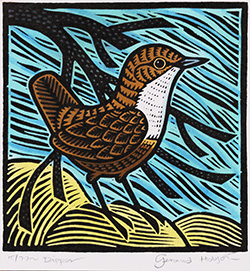 Gerard Hobson, Original linocut print, Dipper