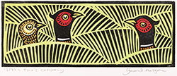 Gerard Hobson, Original linocut print, Two's Company