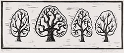 Gerard Hobson, Original linocut print, Trees