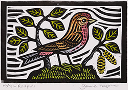Gerard Hobson, Original linocut print, Redpoll