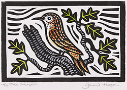 Gerard Hobson, Original linocut print, Tree Creeper