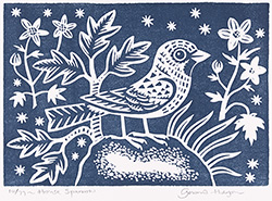 Gerard Hobson, Original linocut print, House Sparrow