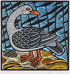 Gerard Hobson, Original linocut print, Gander