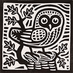 Gerard Hobson, Original linocut print, Owl