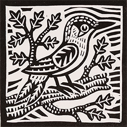 Gerard Hobson, Original linocut print, Woodpecker