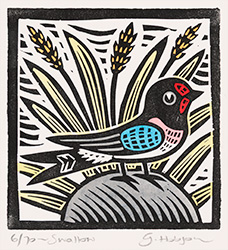 Gerard Hobson, Original linocut print, Swallow