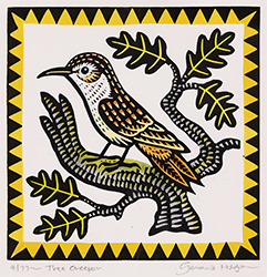 Gerard Hobson, Original linocut print, Tree Creeper