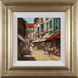 Gordon Lees, Original oil painting on panel, Parisian Flower Stall Medium image. Click to enlarge