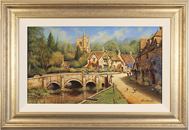 Gordon Lees, Original oil painting on panel, Winter on Arlington Row, The Cotswolds Medium image. Click to enlarge
