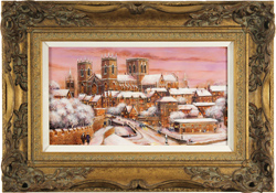 Gordon Lees, Original oil painting on panel, Evening Light, City Walls, York Medium image. Click to enlarge