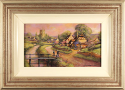 Gordon Lees, Original oil painting on panel, Cotswolds Village at Dusk Medium image. Click to enlarge