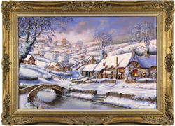 Gordon Lees, Original oil painting on canvas, Heavy Snowfall at the Bridge Inn Medium image. Click to enlarge