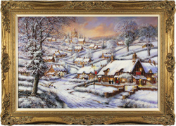 Gordon Lees, Original oil painting on canvas, A Snowy Evening at the Crossways Inn Medium image. Click to enlarge