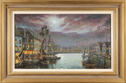 Gordon Lees, Original oil painting on canvas, Harbour Lights, Whitby Medium image. Click to enlarge