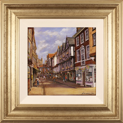 Gordon Lees, Original oil painting on panel, Stonegate, York Medium image. Click to enlarge