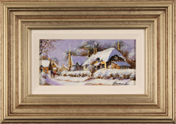 Gordon Lees, Original oil painting on panel, Winter down the Lane Medium image. Click to enlarge