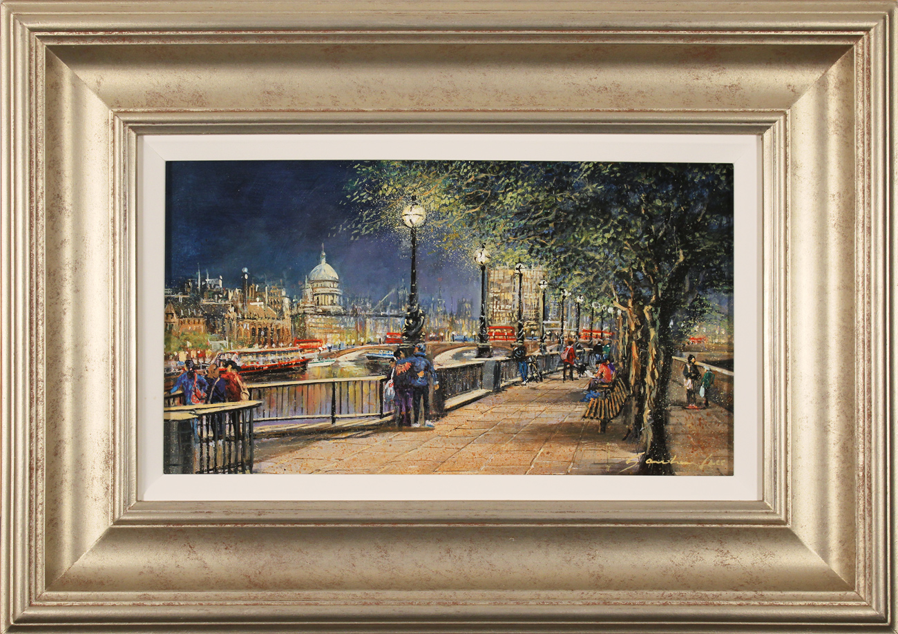 Gordon Lees, Original oil painting on panel, Queen's Walk, London