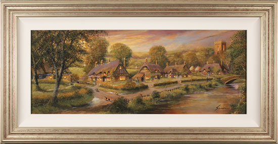 Gordon Lees, Original oil painting on panel, A Cotswolds Evensong