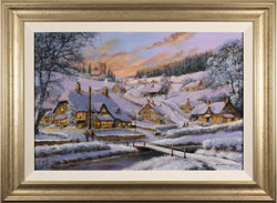 Gordon Lees, Original oil painting on panel, Winter's Eve, The Cotswolds Medium image. Click to enlarge