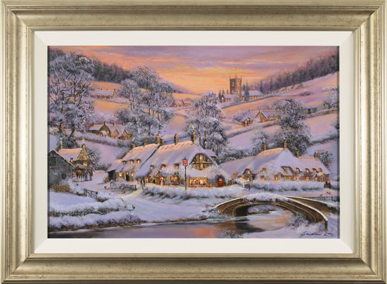 Gordon Lees, Original oil painting on panel, Soft Winter Glow, The Cotswolds