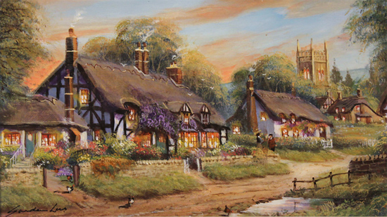 Gordon Lees, Original oil painting on panel, Summer Evensong