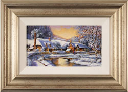 Gordon Lees, Original oil painting on panel, Cotswolds Village in Winter Medium image. Click to enlarge