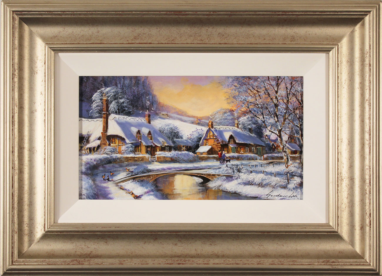 Gordon Lees, Original oil painting on panel, Cotswolds Village in Winter