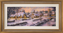 Gordon Lees, Original oil painting on panel, A Snowy Winter's Eve, The Cotswolds Medium image. Click to enlarge