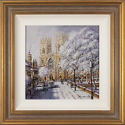 Gordon Lees, Original oil painting on panel, Falling Snow, York Minster Medium image. Click to enlarge