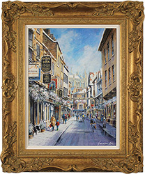 Gordon Lees, Original oil painting on panel, Sunshine and Snow, Stonegate, York Medium image. Click to enlarge