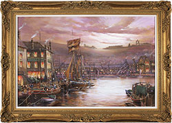 Gordon Lees, Original oil painting on canvas, Harbour Lights, Whitby Medium image. Click to enlarge