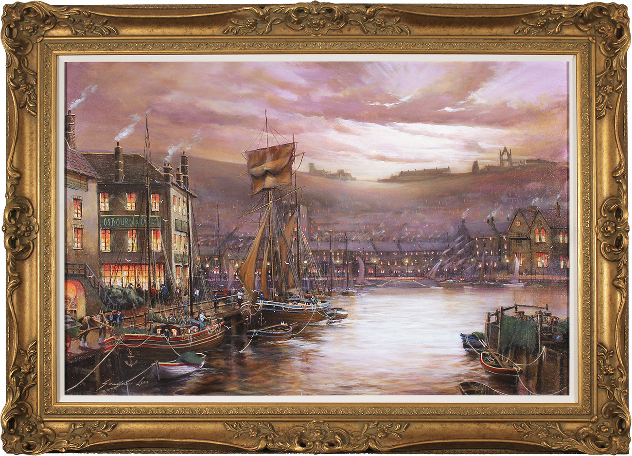 Gordon Lees, Original oil painting on canvas, Harbour Lights, Whitby Click to enlarge