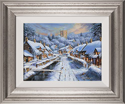 Gordon Lees, Original oil painting on panel, Cotswolds Village in Winter Medium image. Click to enlarge
