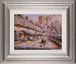 Gordon Lees, Original oil painting on canvas, Evening Snow in Chipping Campden Medium image. Click to enlarge