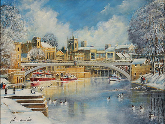 Gordon Lees, Original oil painting on panel, Bright Winter Afternoon, York No frame image. Click to enlarge
