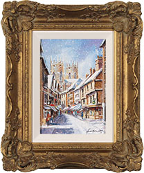 Gordon Lees, Original oil painting on panel, Winter Walk, Low Petergate Medium image. Click to enlarge